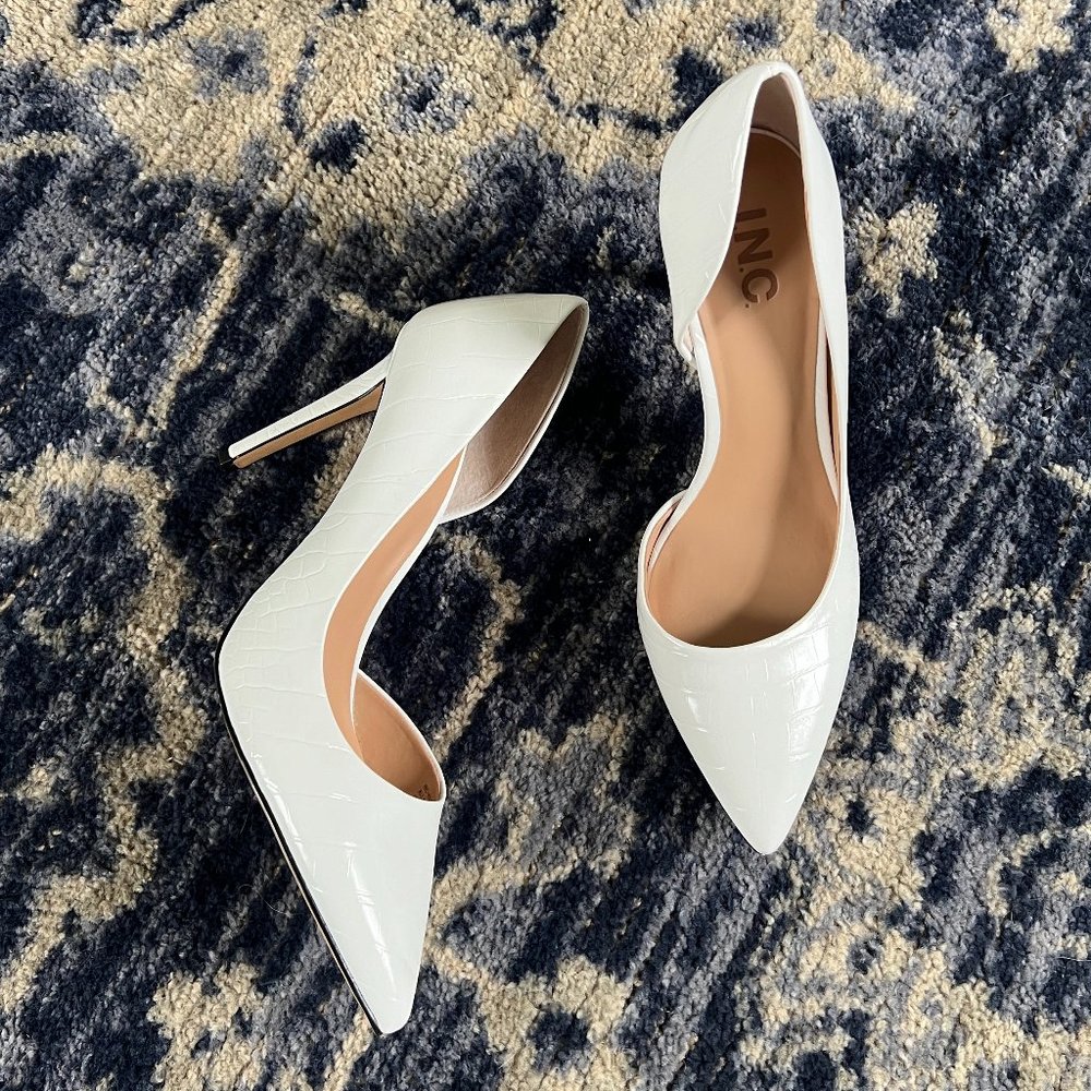INC Snakeskin Pointed Toe Pumps